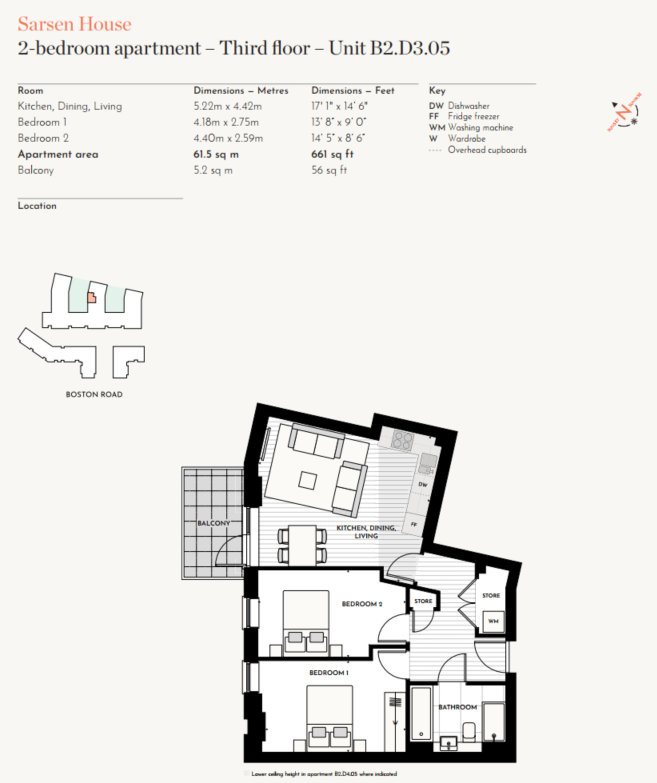 Floorplan for B2.D3.05 at Hanwell Square, Third